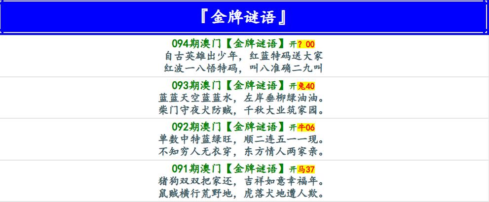094期金牌谜语[图]